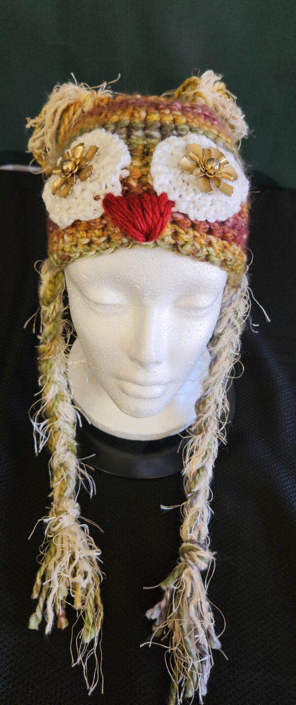 Crocheted Owl Hat: Youth Small