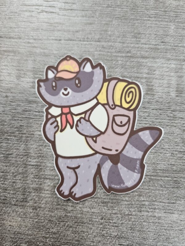 "Raccoon Camper Vinyl Sticker" (3')