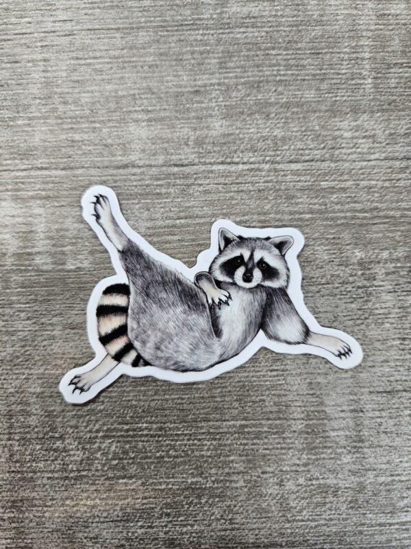 "Raccoon Yoga Vinyl Sticker" (3')