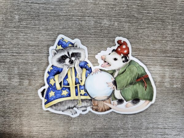 "Wizard Raccoon and Opossum Vinyl Sticker" (3 1/2')